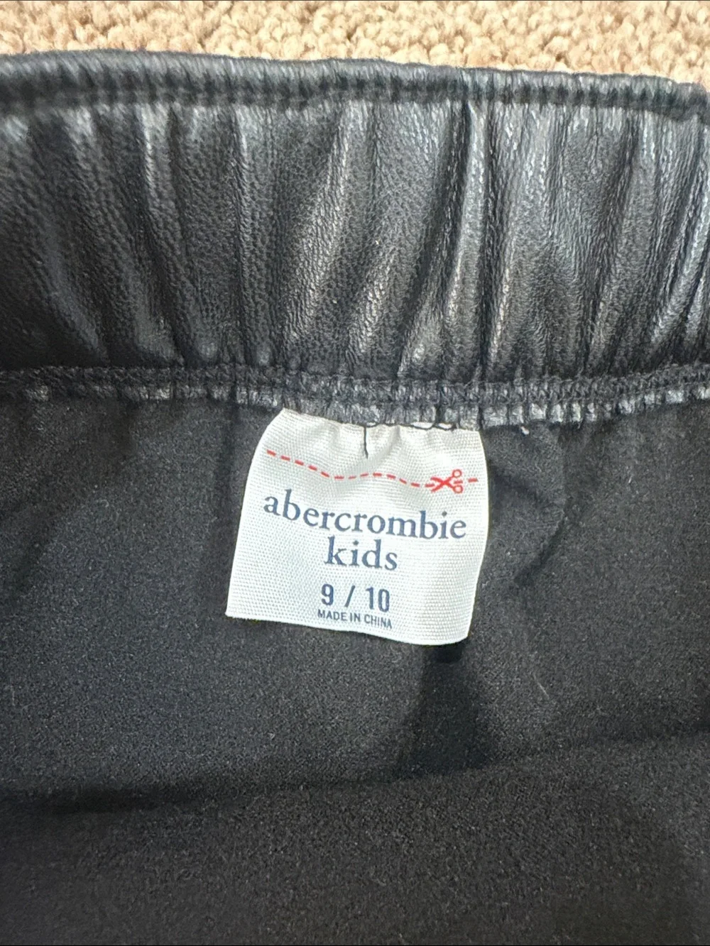 abercrombie kids Black Faux Leather Mini Skirt with Front Slit